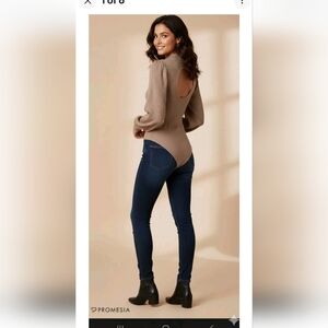 PROMESA Women's Brown carton color Stretch Ribbed Bodysuit (size S-M)